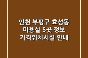 인천 부평구 효성동 미용실 5곳 정보 – 가격/위치/시설 안내