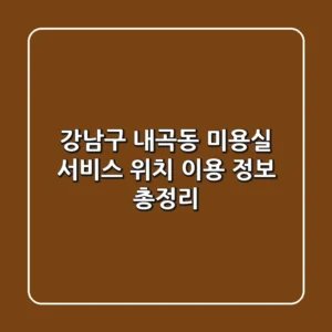 강남구 내곡동 미용실: 서비스, 위치, 이용 정보 총정리