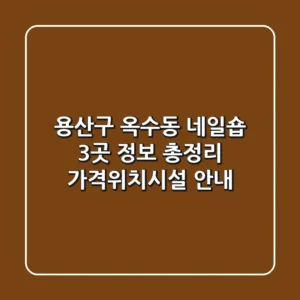 용산구 옥수동 네일숍 3곳 정보 총정리 - 가격/위치/시설 안내