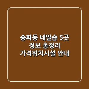 송파동 네일숍 5곳 정보 총정리 - 가격/위치/시설 안내