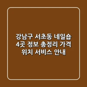 강남구 서초동 네일숍 4곳 정보 총정리 - 가격, 위치, 서비스 안내