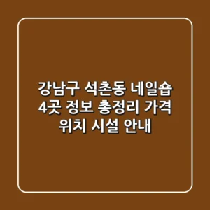 강남구 석촌동 네일숍 4곳 정보 총정리 - 가격, 위치, 시설 안내