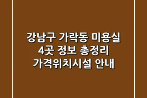 강남구 가락동 미용실 4곳 정보 총정리 – 가격/위치/시설 안내