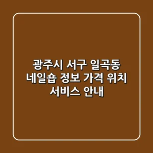 광주시 서구 일곡동 네일숍 정보 - 가격, 위치, 서비스 안내