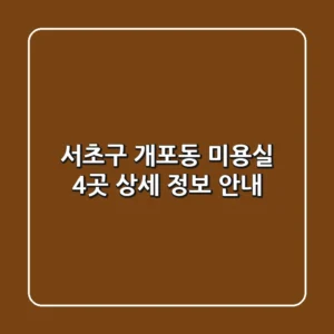 서초구 개포동 미용실 4곳 상세 정보 안내