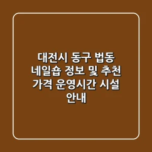 대전시 동구 법동 네일숍 정보 및 추천 - 가격, 운영시간, 시설 안내