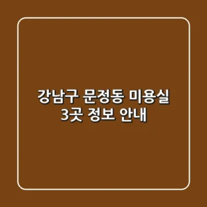 강남구 문정동 미용실 3곳 정보 안내
