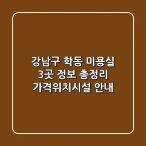 강남구 학동 미용실 3곳 정보 총정리 - 가격/위치/시설 안내