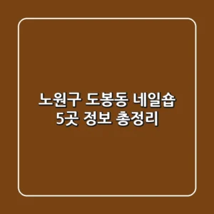 노원구 도봉동 네일숍 5곳 정보 총정리