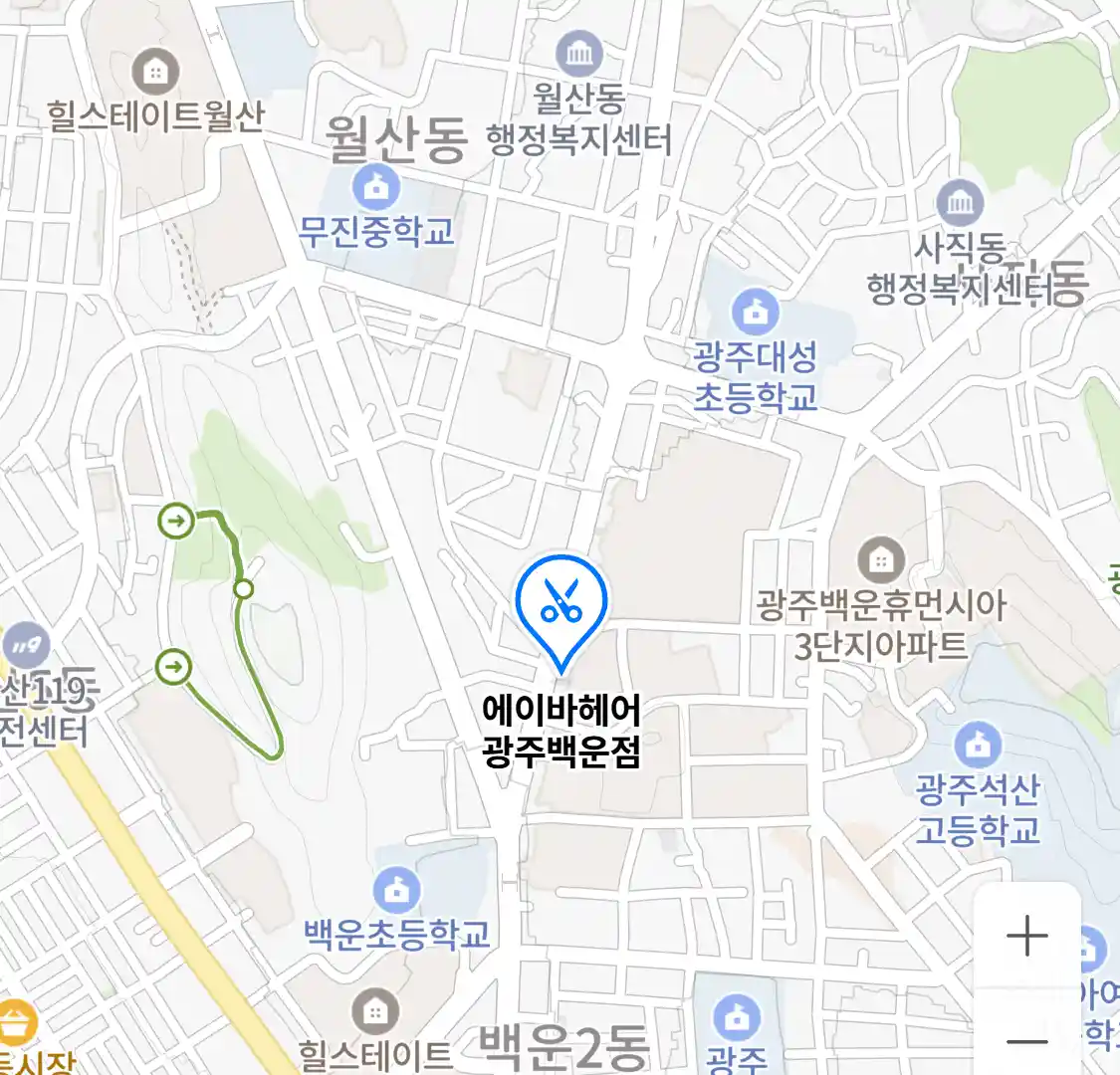 에이바헤어 광주백운점 위치