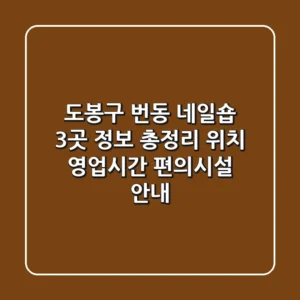 도봉구 번동 네일숍 3곳 정보 총정리 - 위치, 영업시간, 편의시설 안내