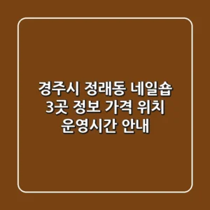 경주시 정래동 네일숍 3곳 정보 - 가격, 위치, 운영시간 안내