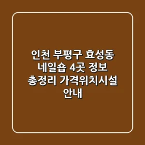 인천 부평구 효성동 네일숍 4곳 정보 총정리 - 가격/위치/시설 안내