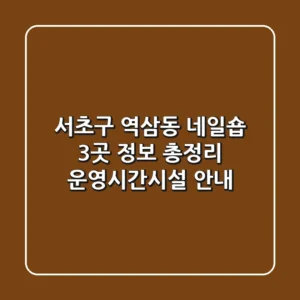 서초구 역삼동 네일숍 3곳 정보 총정리 - 운영시간/시설 안내