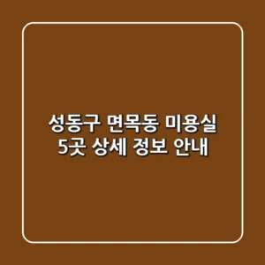 성동구 면목동 미용실 5곳 상세 정보 안내