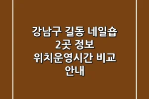 강남구 길동 네일숍 2곳 정보 – 위치/운영시간 비교 안내