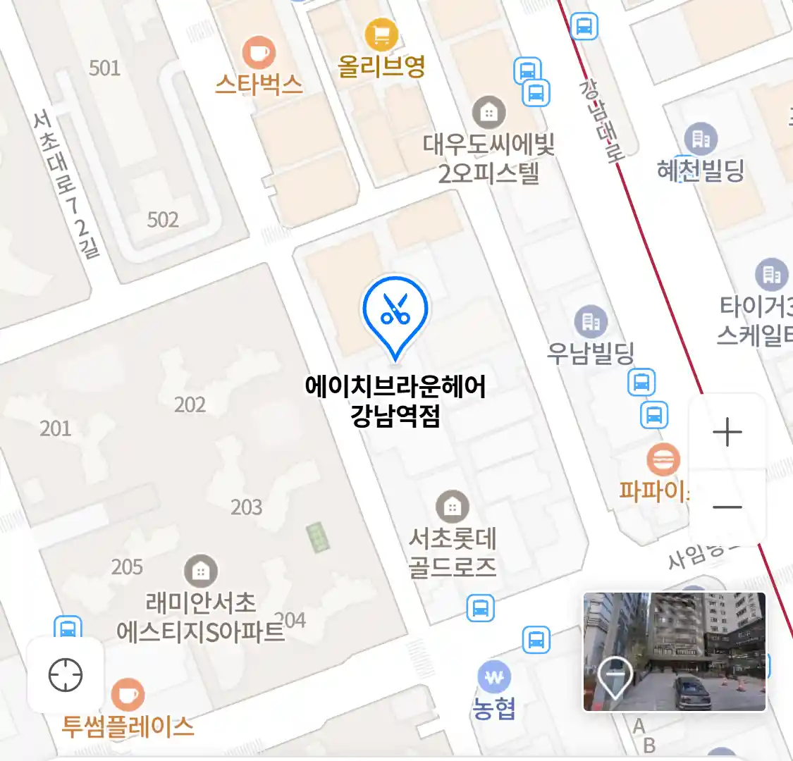 에이치브라운헤어 강남역점 위치
