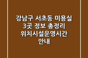 강남구 서초동 미용실 3곳 정보 총정리 – 위치/시설/운영시간 안내