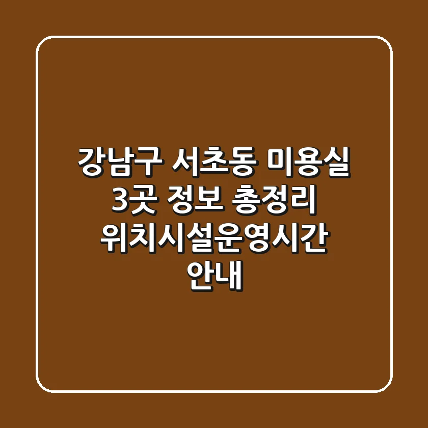 강남구 서초동 미용실 3곳 정보 총정리 - 위치/시설/운영시간 안내