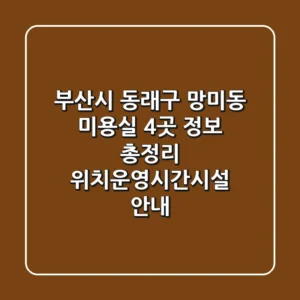 부산시 동래구 망미동 미용실 4곳 정보 총정리 - 위치/운영시간/시설 안내