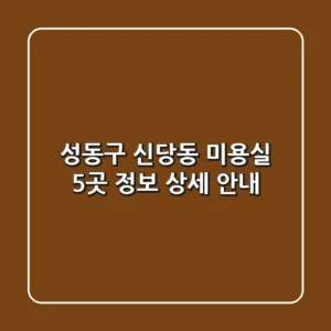 성동구 신당동 미용실 5곳 정보 상세 안내