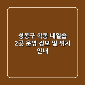 성동구 학동 네일숍 2곳 운영 정보 및 위치 안내
