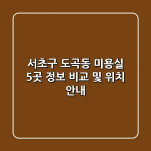 서초구 도곡동 미용실 5곳 정보 비교 및 위치 안내