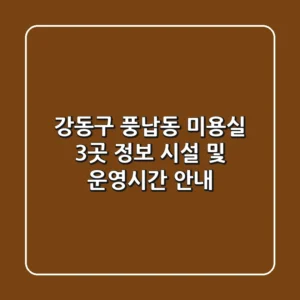 강동구 풍납동 미용실 3곳 정보 - 시설 및 운영시간 안내