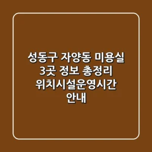 성동구 자양동 미용실 3곳 정보 총정리 - 위치/시설/운영시간 안내