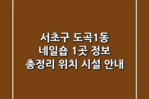 서초구 도곡1동 네일숍 1곳 정보 총정리 – 위치, 시설 안내