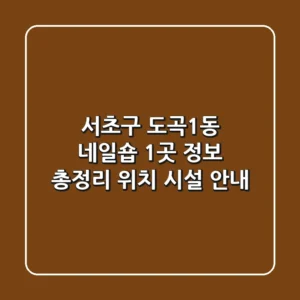 서초구 도곡1동 네일숍 1곳 정보 총정리 - 위치, 시설 안내