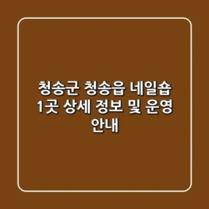 청송군 청송읍 네일숍 1곳 상세 정보 및 운영 안내