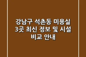 강남구 석촌동 미용실 3곳 최신 정보 및 시설 비교 안내