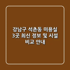 강남구 석촌동 미용실 3곳 최신 정보 및 시설 비교 안내