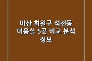 마산 회원구 석전동 미용실 5곳 비교 분석 정보