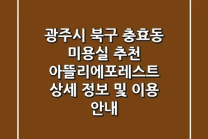 광주시 북구 충효동 미용실 추천 – 아뜰리에포레스트 상세 정보 및 이용 안내